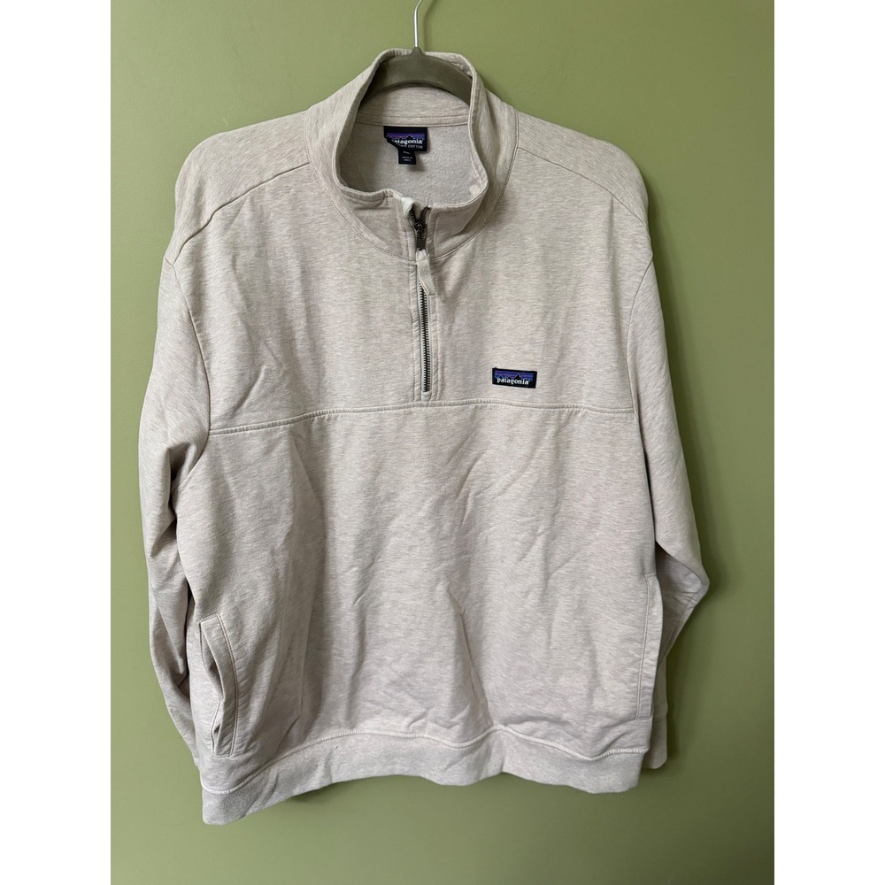 Patagonia Ahnya Organic Cotton Quarter-Zip Pullover Oatmeal Heather XXL